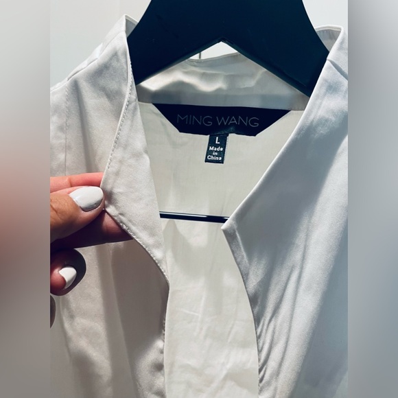 Ming Wang Mandarin Collar Sleeveless Zipper Front Cotton Blend Washable L Blouse - Picture 7 of 8